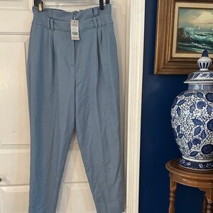 NWT Women’s Boden Light Blue High Waisted Pleated Paperbag Waist Trousers Sz 8R